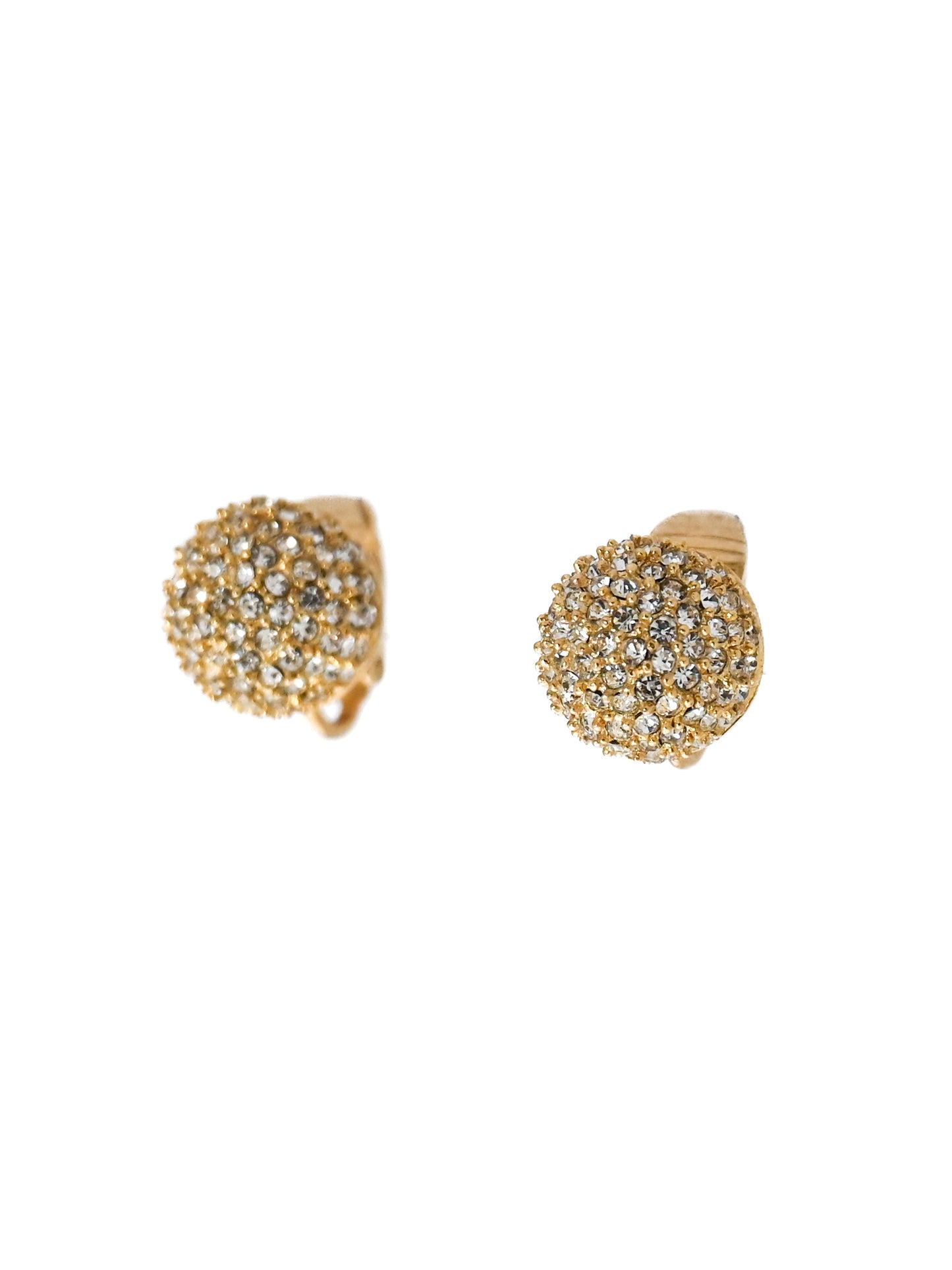 Dior Mini Rhinestone Ball Clip Earrings