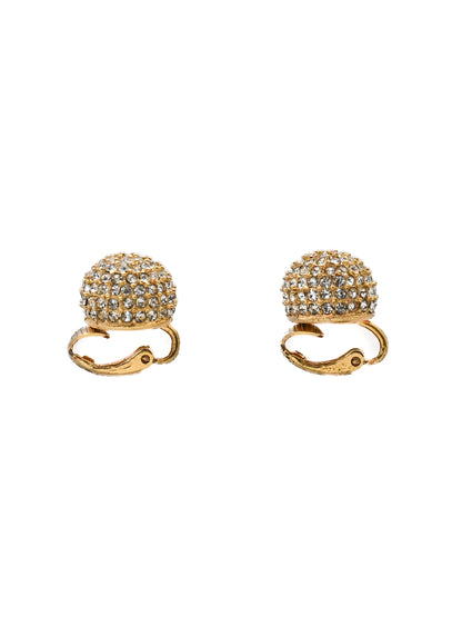 Dior Mini Rhinestone Ball Clip Earrings