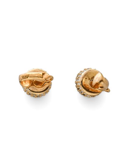 Dior Mini Rhinestone Ball Clip Earrings