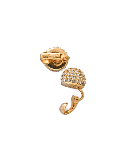 Dior Mini Rhinestone Ball Clip Earrings
