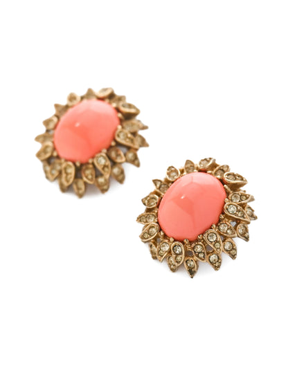 Ciner Faux Coral Oval Clip Earrings