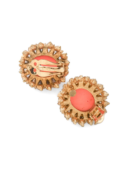Ciner Faux Coral Oval Clip Earrings