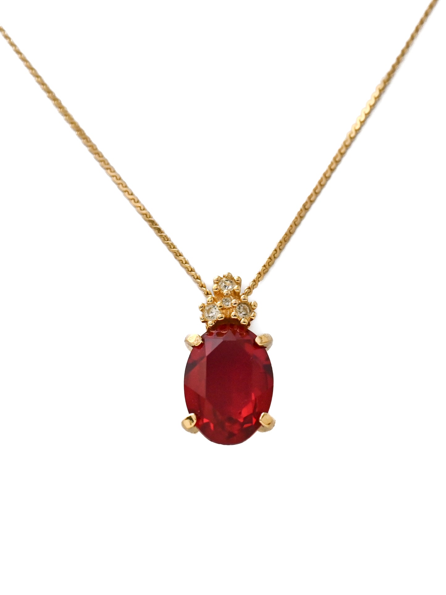 Dior Oval Red Glass Chain Necklace
