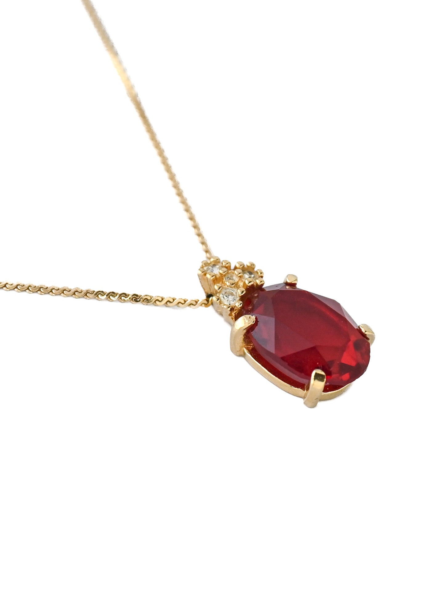 Dior Oval Red Glass Chain Necklace