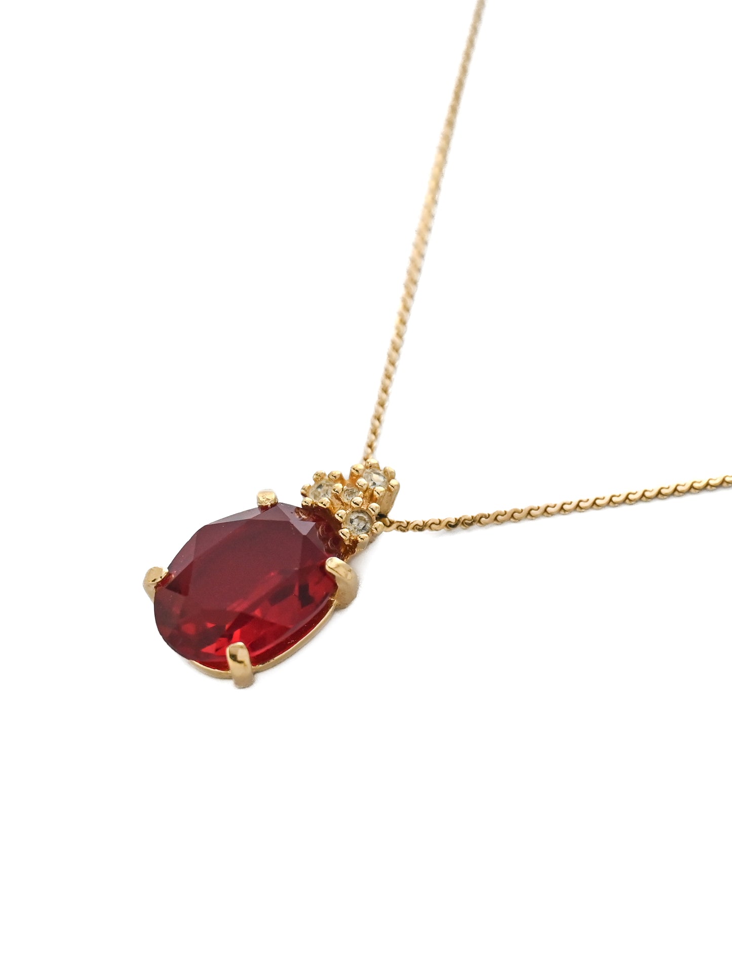 Dior Oval Red Glass Chain Necklace