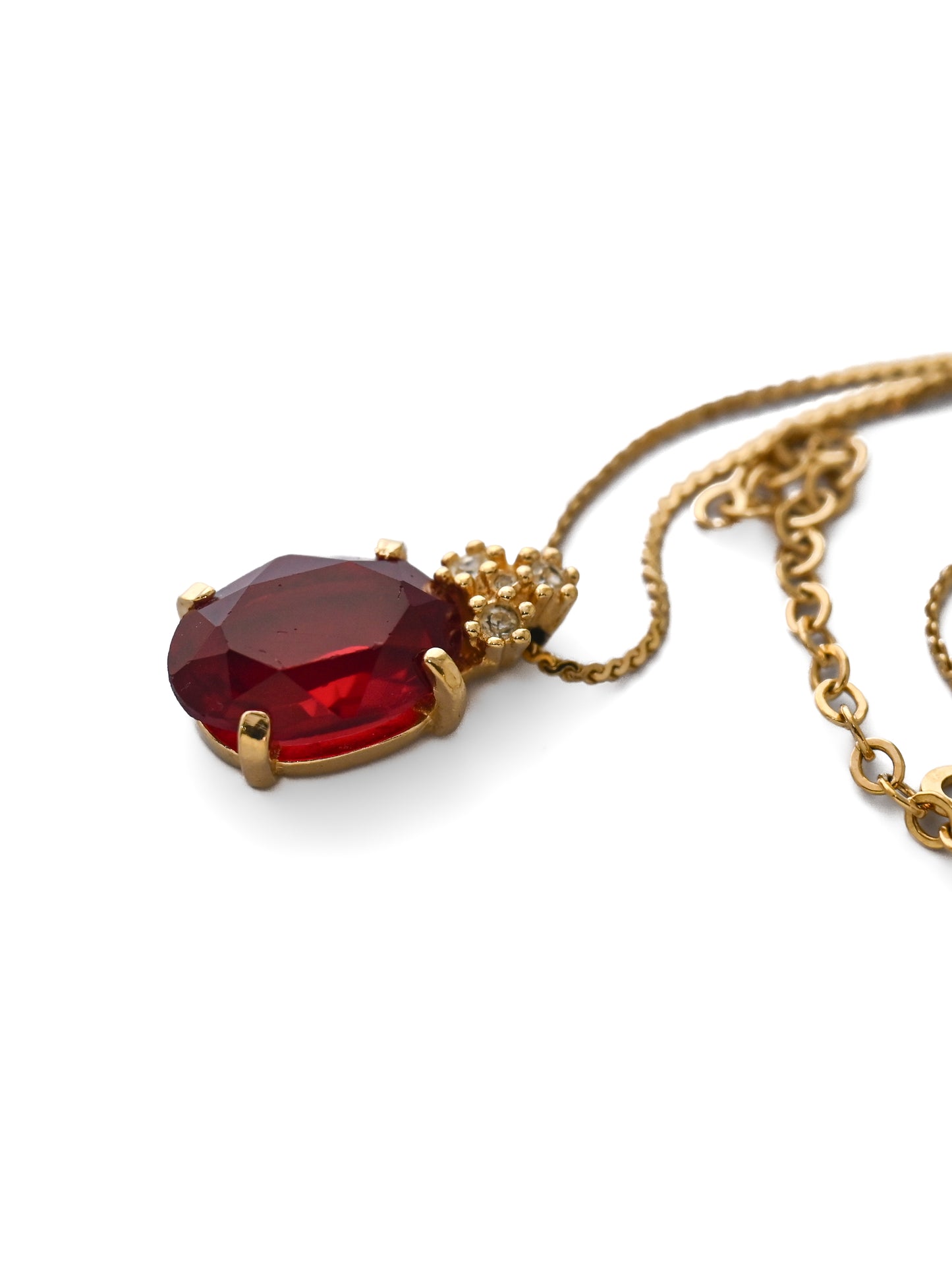Dior Oval Red Glass Chain Necklace