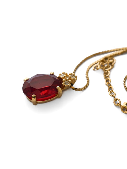 Dior Oval Red Glass Chain Necklace