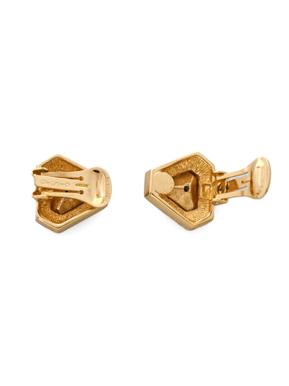 Dior Blue Glass Triangular Clip Earrings