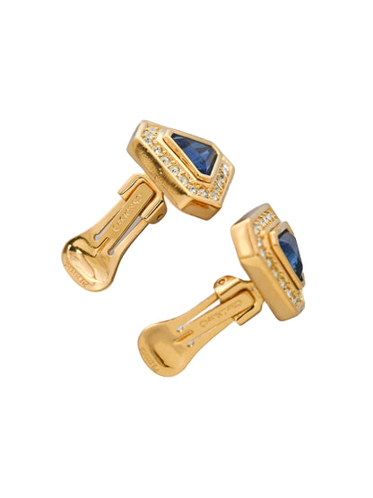 Dior Blue Glass Triangular Clip Earrings