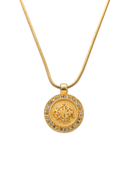 Dior Pumpkin Carriage Monogram Medallion Snake Bone Chain Necklace