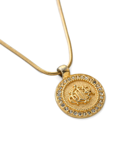 Dior Pumpkin Carriage Monogram Medallion Snake Bone Chain Necklace