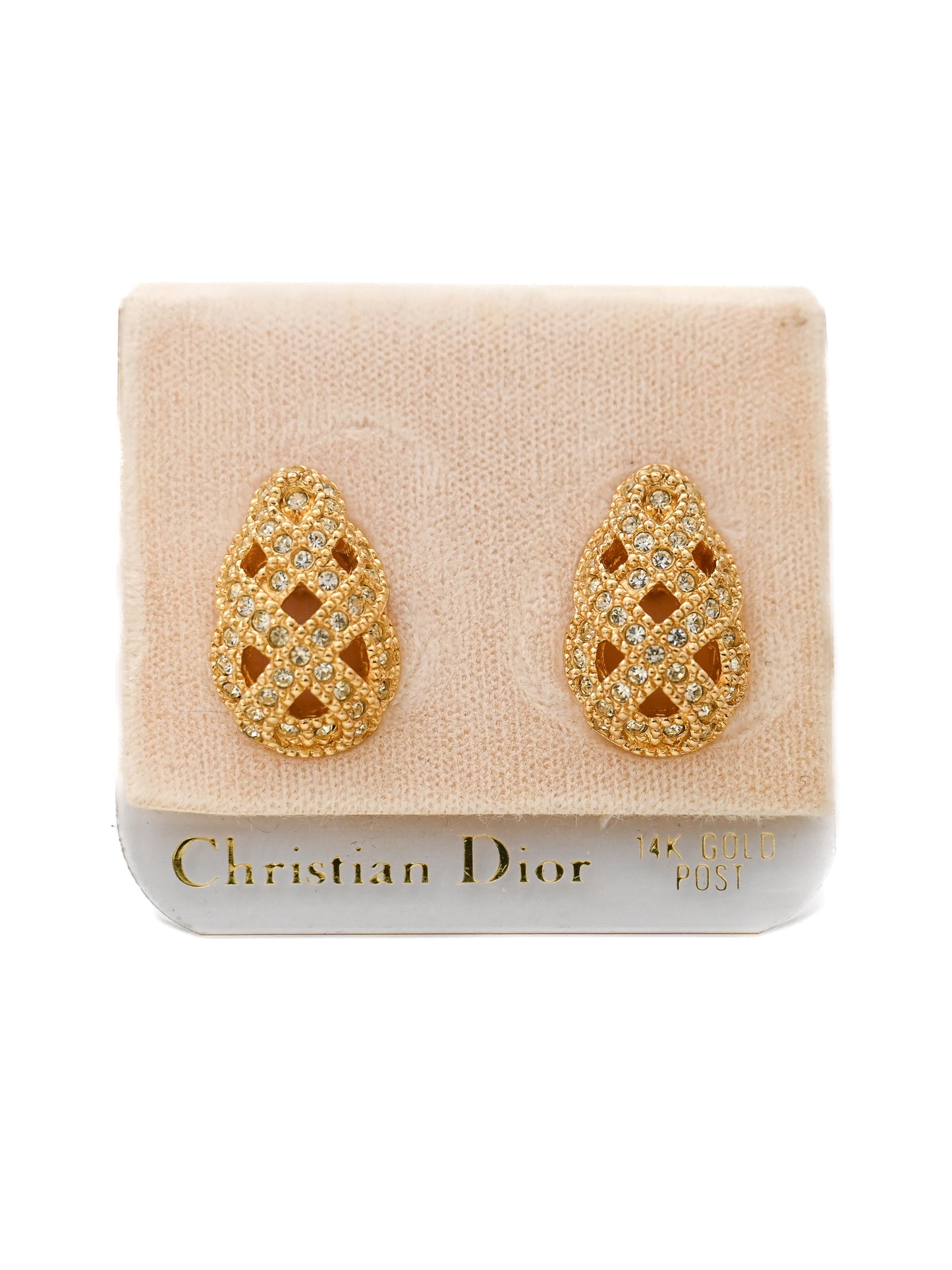Dior Interlocking Ribbon Teardrop 14k Gold Post Earrings