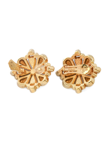 Dior Flower Orange Red Clip Earrings